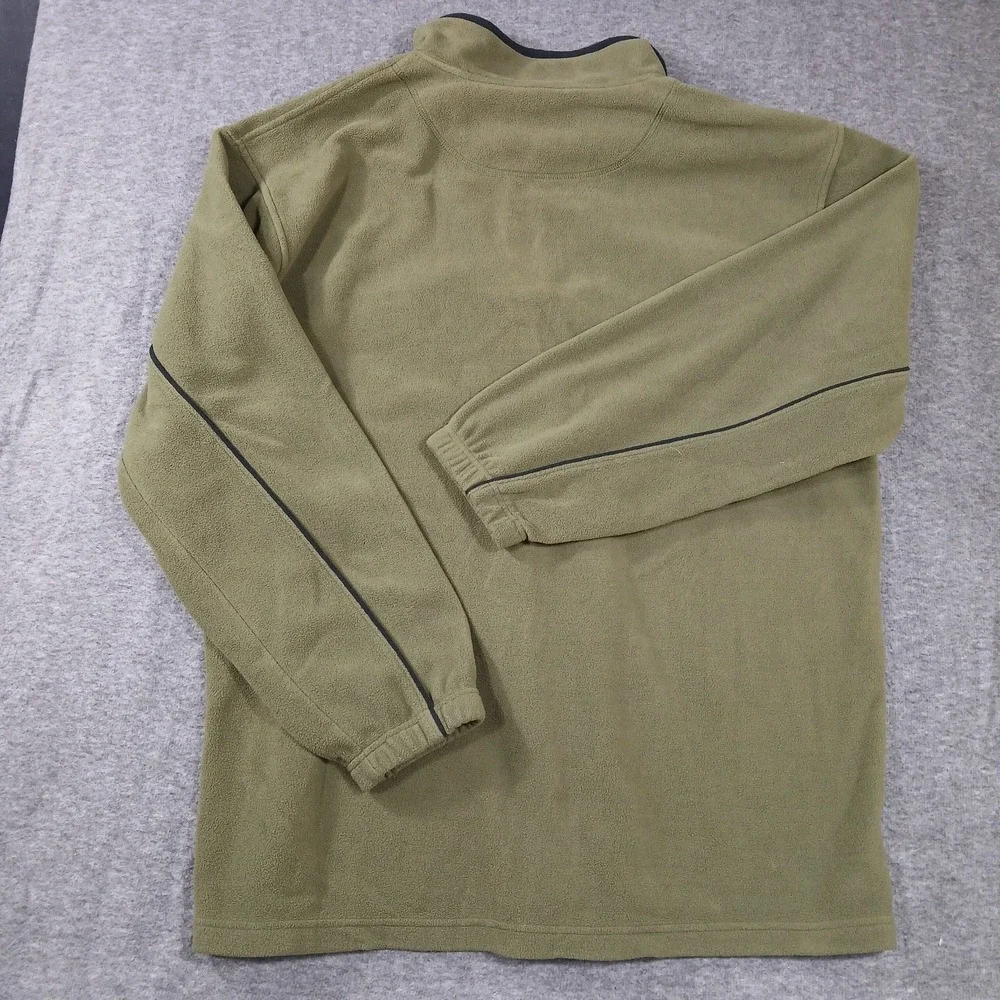 Architect Fleece Pullover Men XXL Green Quarter Zip Mock Neck Piping Long Sleeve